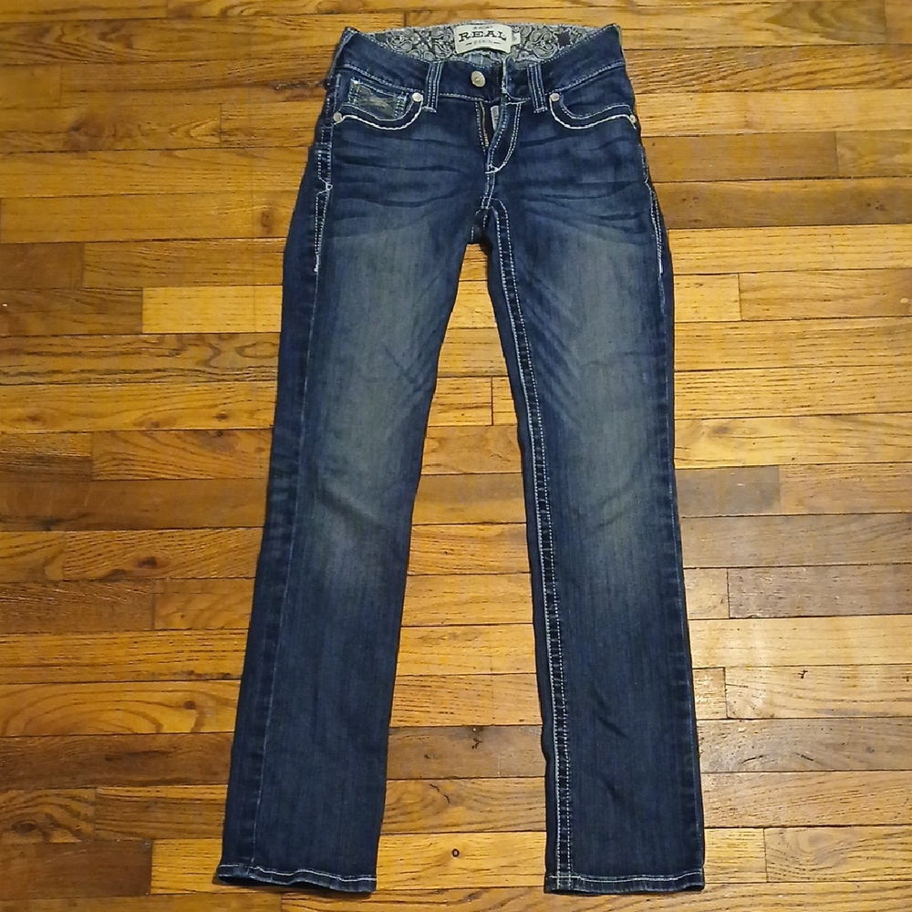 Ariat R.E.A.L. Mid Rise Straight Leg Jeans Women’s 25R Like New Western Denim